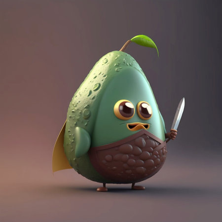 Cute Avocado Character. A illustration created with generative AI Technology.の素材
