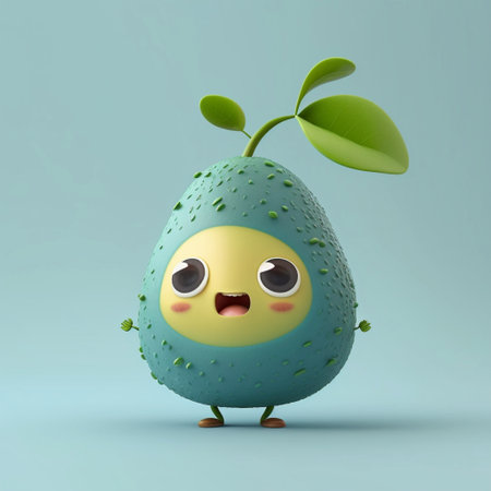 Cute Avocado Character. A illustration created with generative AI Technology.の素材