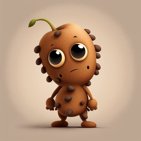 Cute Cartoon Character of Tamarind. A illustration created with generative AI Technology.の素材