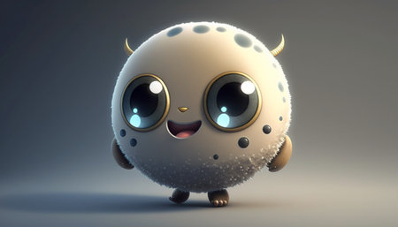 Cute Cartoon Moon Character. A illustration created with generative AI Technology.の素材
