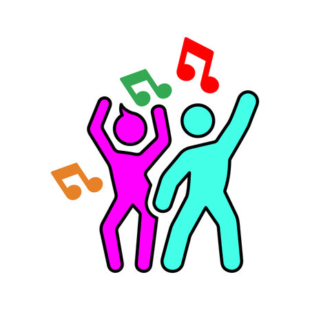 Dance with music icon. Simple vector illustration for graphic and web design or commercial purposes.のイラスト素材
