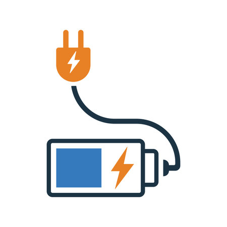 Battery, charger connected icon - Simple editable vector EPS file.