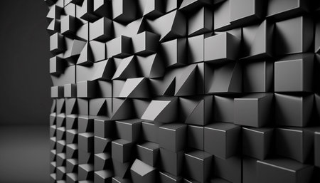 3D Mosaic Tiles arranged in the shape of a wall. A illustration created with generative AI Technology.の素材