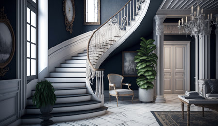 A illustration of Stairs Design for Duplex House created with generative Ai.の素材