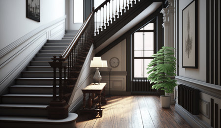 A illustration of Stairs Design for Duplex House created with generative Ai.の素材