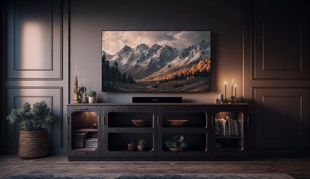 A illustration of Home decor TV cabinets created with generative Ai.の素材