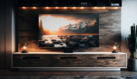 A illustration of Home decor TV cabinets created with generative Ai.の素材
