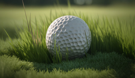 A realistic illustration of Golf Ball With Tee In The Grass made by generative Ai.の素材