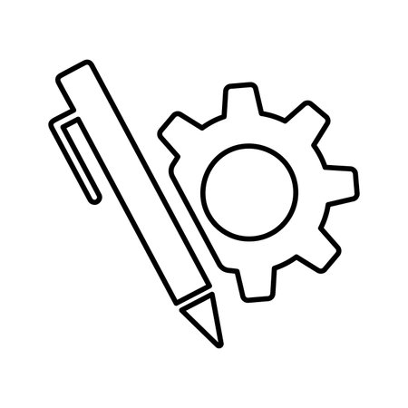 Cogwheel and Pen Icon - Beautiful vector design. Perfect use for web, print media, online design, commercial use or any kind of design project.のイラスト素材