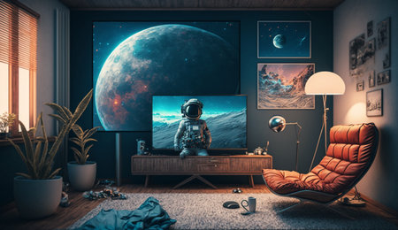 A beautiful illustration of A creative work space using generative Artificial intelligence technology.の素材