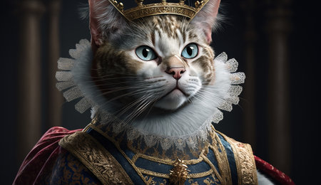 Cat as Queen Elizabeth character. A realistic illustration made by artificial intelligence.の素材