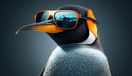 Penguin Wearing Sunglasses. An amazing and realistic illustration created by Artificial intelligence.の素材