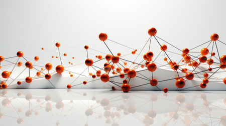 Abstract connected dots and lines on white background.の素材