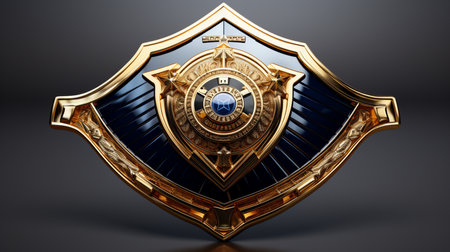 Police metal badge isolated on white Sign and symbol of police.の素材
