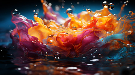 the colorful liquid is in the water and the color has a splash.の素材