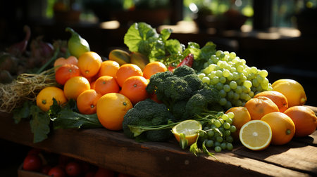 this is a display of fruits and vegetables outside.の素材