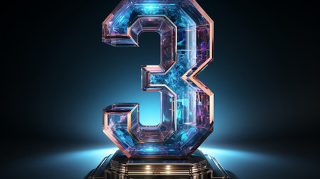 number three, digital symbol.の素材