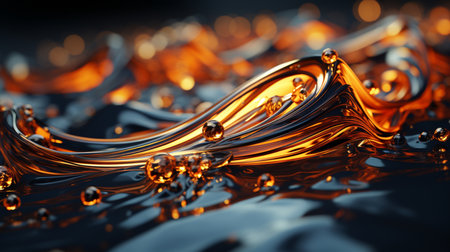 Close-up of molten liquid metal material.の素材