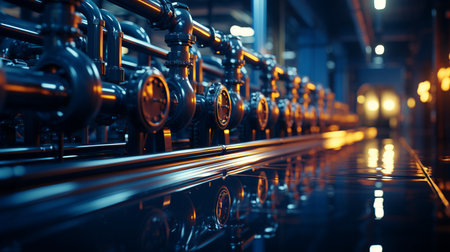 industrial pipes and valves.の素材