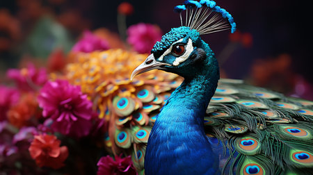 A magnificent and vibrant peacock.の素材