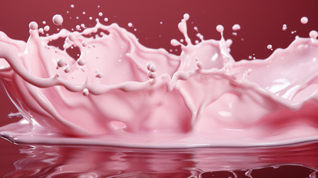 A milk splash on a vibrant pink background.の素材
