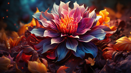 Abstract colorful illustration flower art.の素材