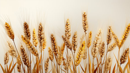 A wheat field border on white background.の素材