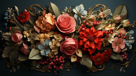 A vintage floral border.の素材