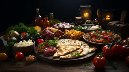 an assortment of food a table.の素材