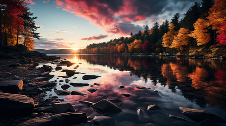 Colorful autumn season in morning.の素材