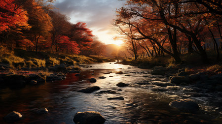 Colorful autumn season in morning.の素材