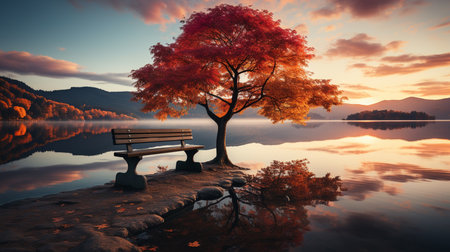 Colorful autumn season in morning.の素材