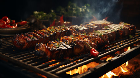 Delicious grill. Cooking meat.の素材
