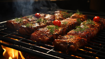 Delicious grill. Cooking meat.の素材