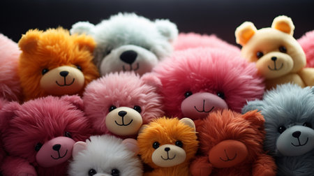 Many soft colourful toys.の素材