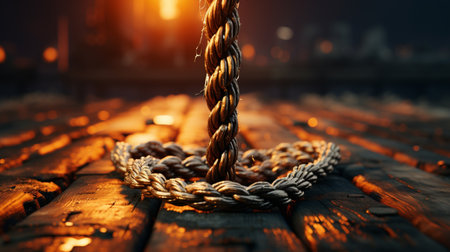 Knot on a rope, close-up. Problem concept.の素材