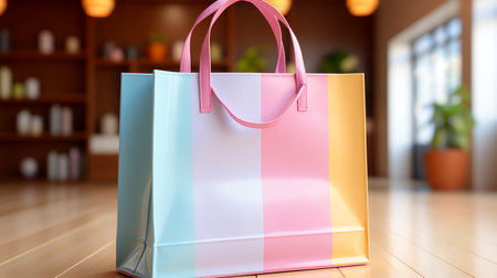 a shopping bag in light colors.の素材