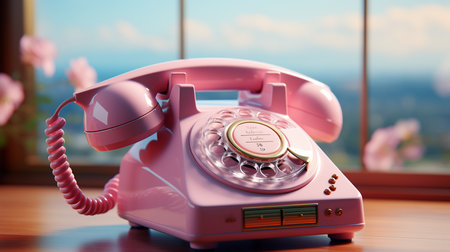 Pink retro telephone.の素材