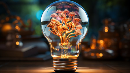 The brain inside the light bulb.の素材