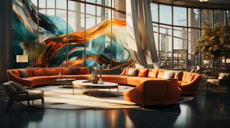 Unique design of the lobby in a business office.の素材