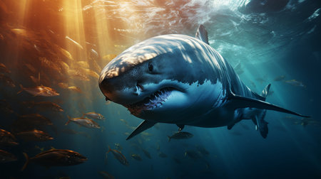 Underwater tuna fishes in a wild environment.の素材
