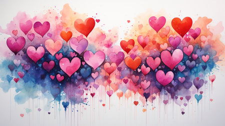 Watercolor hearts.の素材