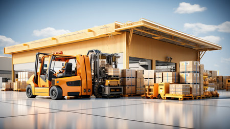 Innovative warehouse logistics background.の素材