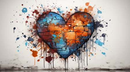 Isolated graffiti heart symbol.の素材