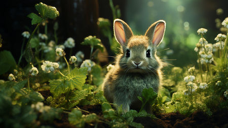 easter bunny on green.の素材
