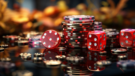 poker chips and dice.の素材