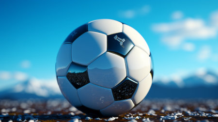 soccer ball on blue background.の素材