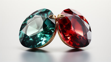 A ruby and emerald isolated on transparent background.の素材