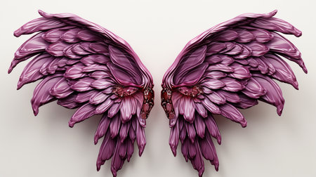 Purple wings isolated background.の素材