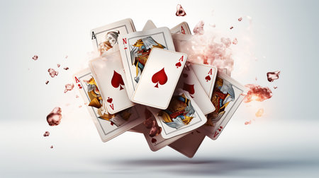 playing cards with royal flush poker combination background.の素材